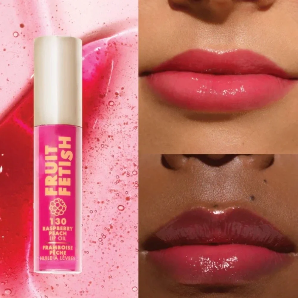 Milani Fruit Fetish Lip Oil 130 Raspberry Peach 0.14oz Bright Fuchsia Pink